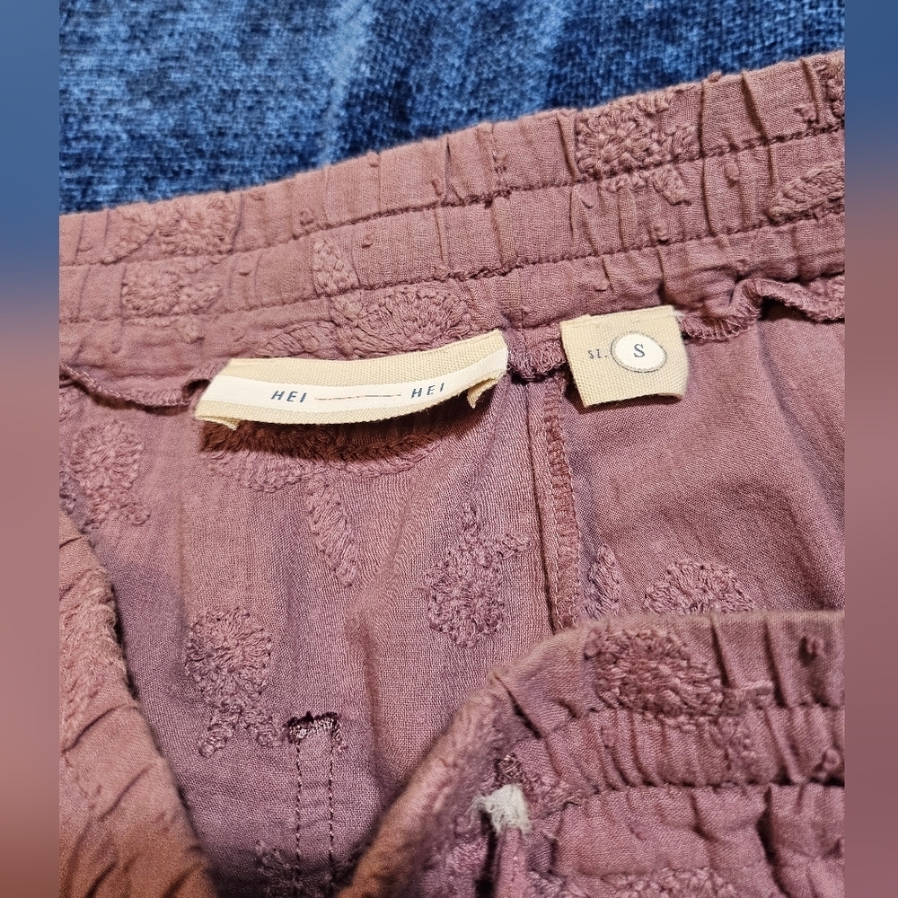 Anthropologie Hei Hei Lilac Purple Embroidered Pull On Shorts Small - Picture 5 of 8